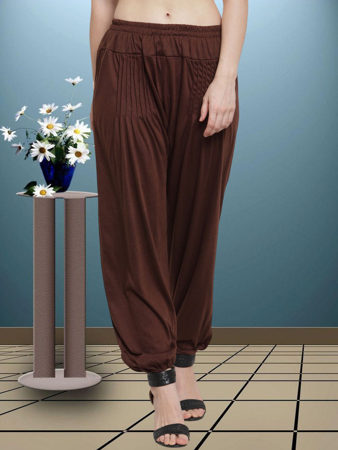 

GRACIT Women Loose Fit Mid-Rise Harem Pant, Brown