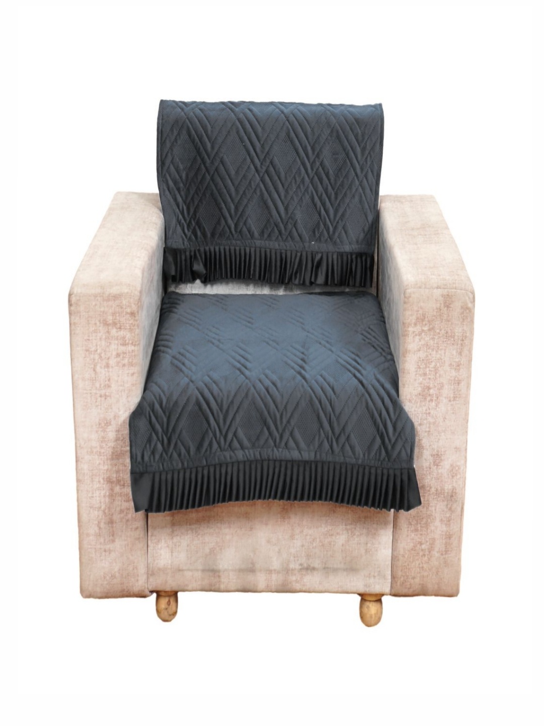 

Fashion Throw Grey 2 Pieces Velvet 1 Seater Sofa Cover
