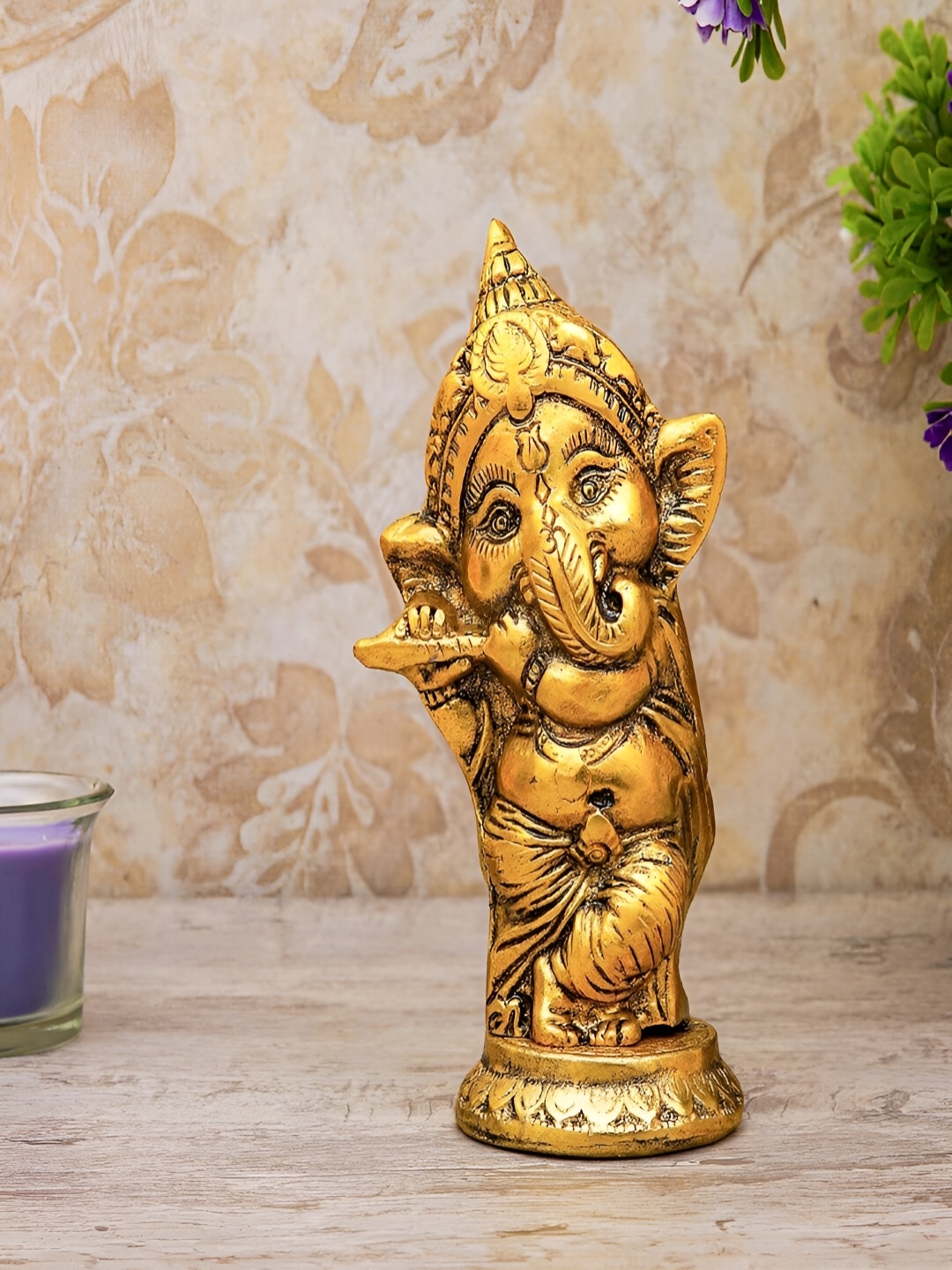 

Craftlayout Gold-Toned Lord Ganesha Religious Figurine Showpiece