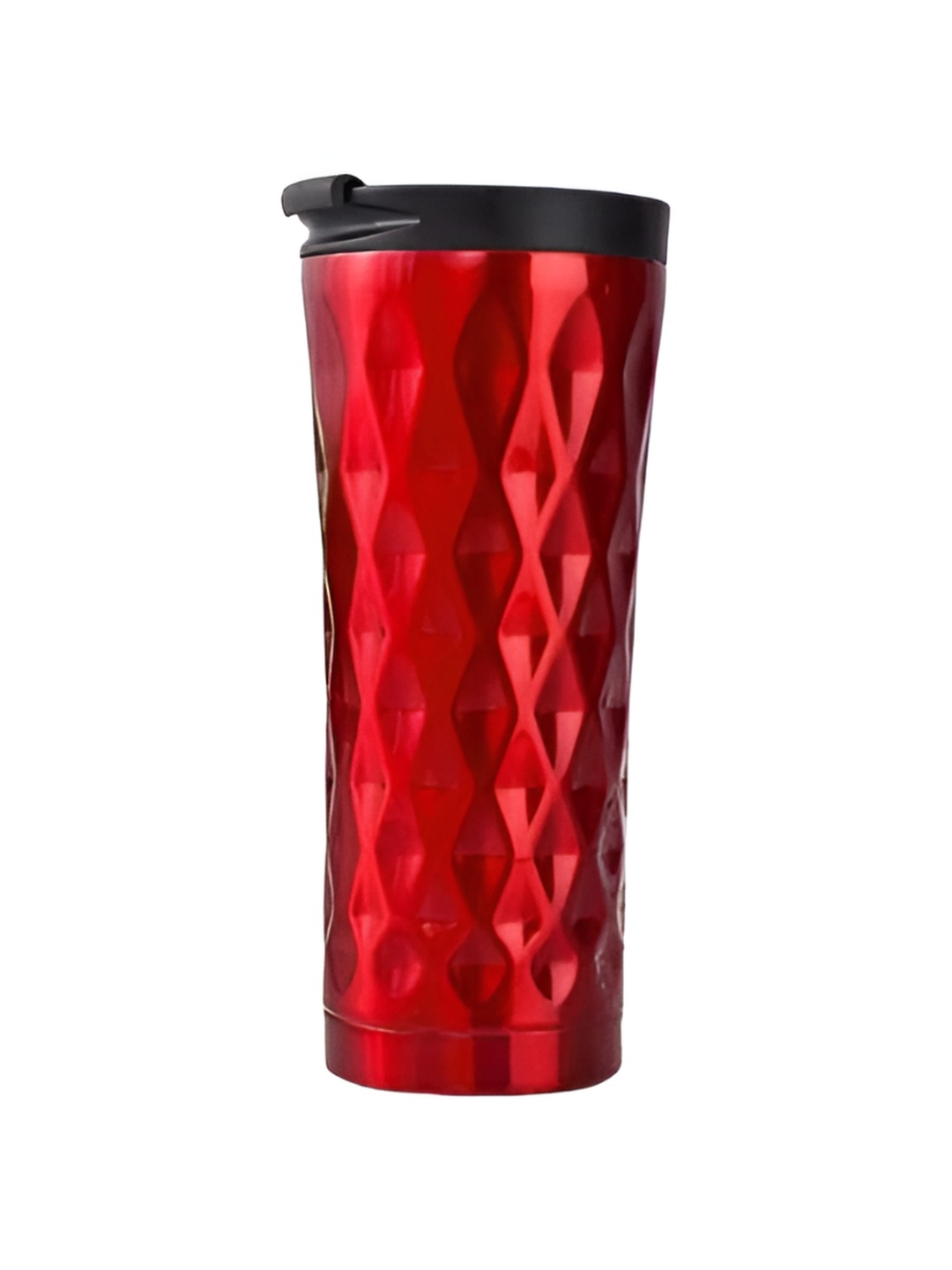 

We3 Red Textured Stainless Steel Glossy Tumbler with Flip Lid 500ml