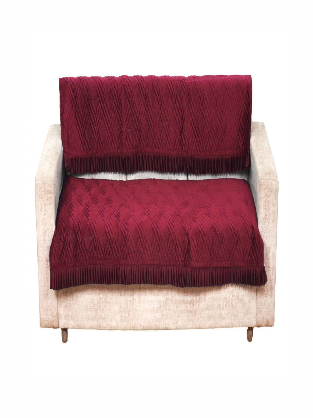 

Fashion Throw Maroon Velvet 2 Piece Sofa Cover
