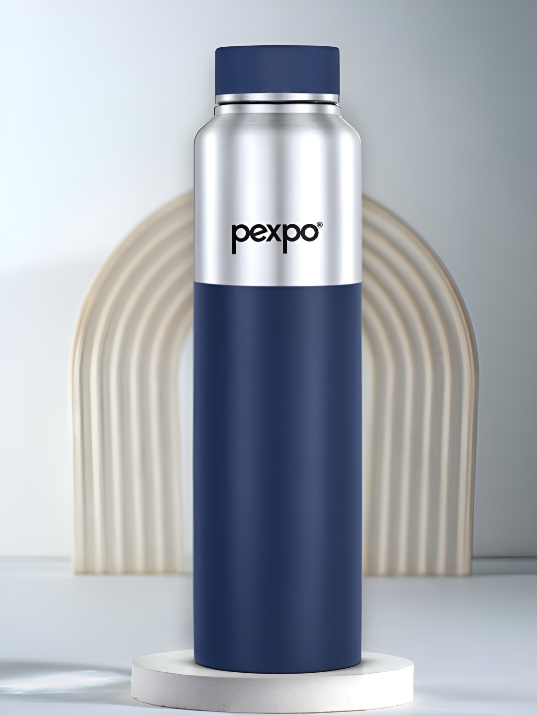 

Pexpo Silver-Toned & Blue Single Stainless Steel Single Wall Vacuum Water Bottle