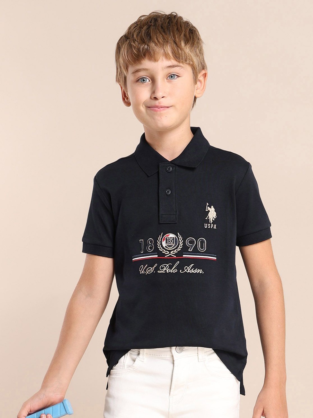 

U.S. Polo Assn. Kids Boys Brand Logo Printed Polo Collar T-shirt, Blue