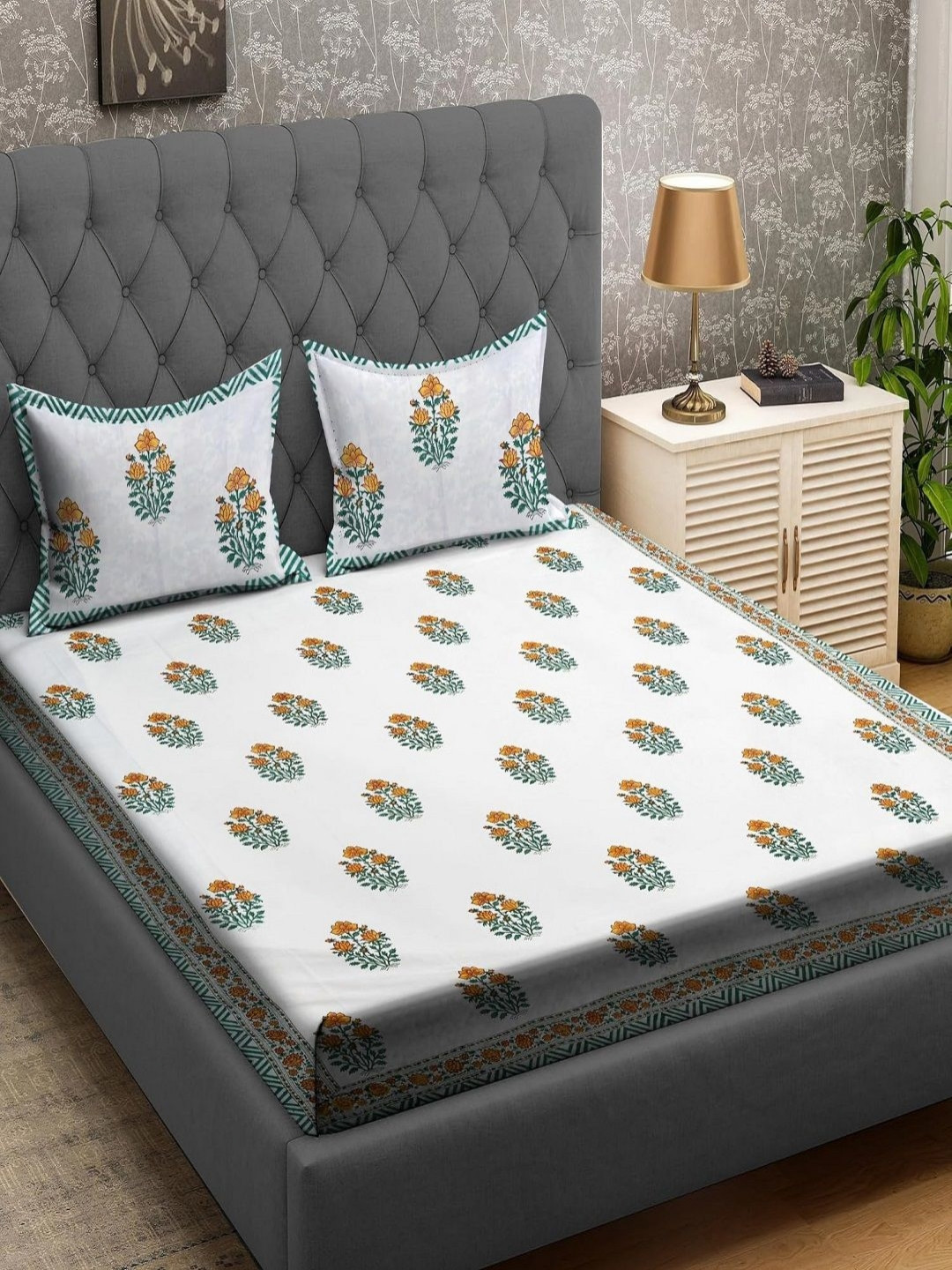 

Myntra Elegant Homes RR Creations White 400 TC Cotton King Bedsheet Set 2.28 m x 2.74 m