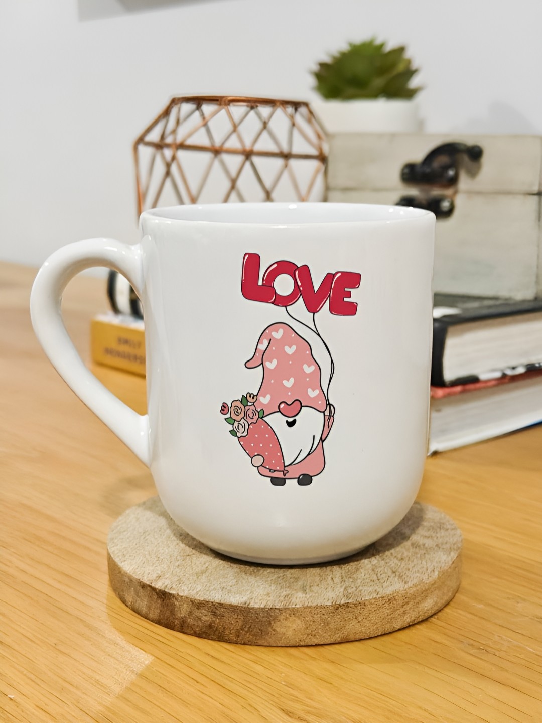 

One Posh Home White & Pink Printed Ceramic Glossy Mugs Set of Cups and Mugs