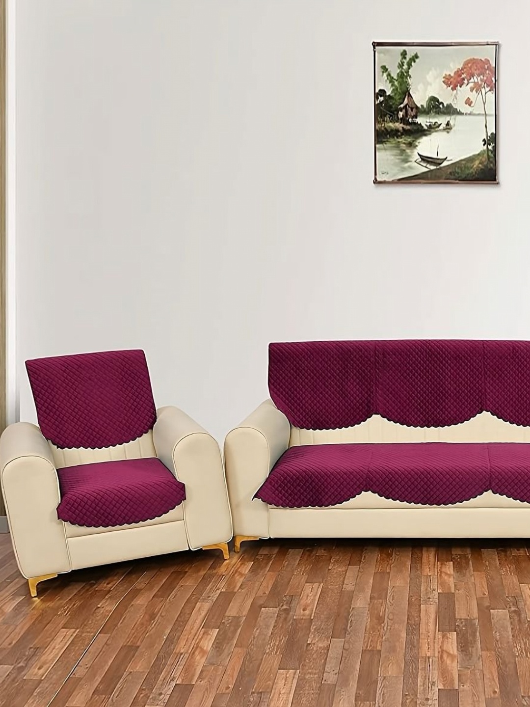 

Fashion Throw Pink & Purple Solid Velvet Sofa Cover