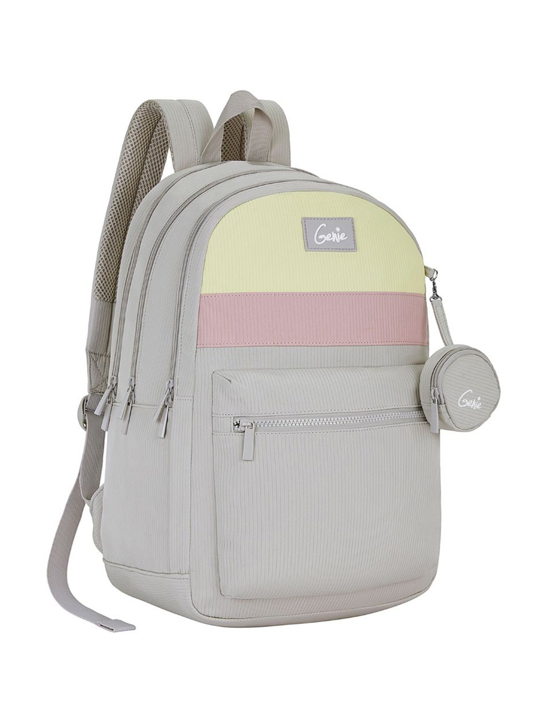 

Genie Girls Essence Colourblocked Backpack with Zip Pouch, Grey