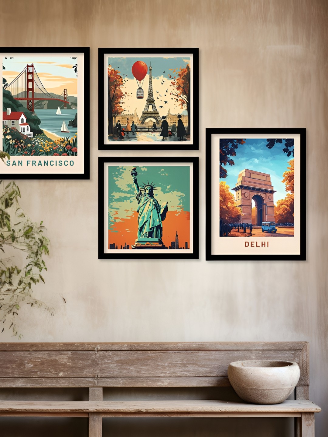 

Kotart Brown & Green 4 Pieces Wood Abstract Wall Arts