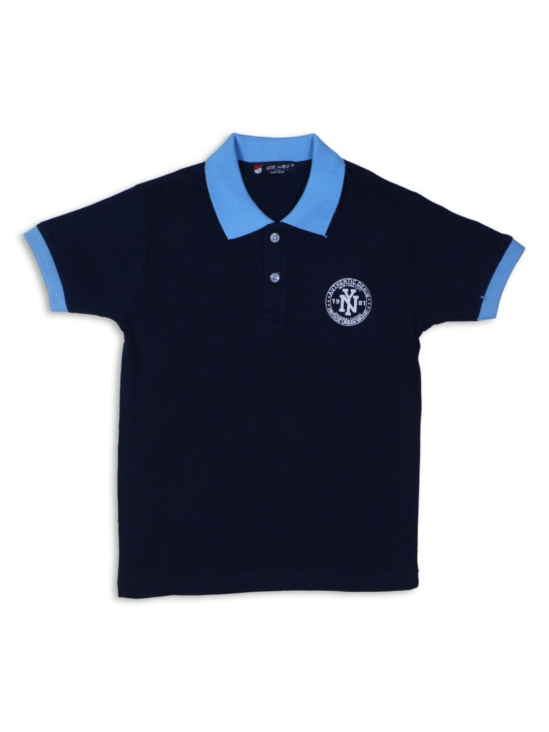 

Little Marco Boys Polo Collar Applique T-shirt, Navy blue