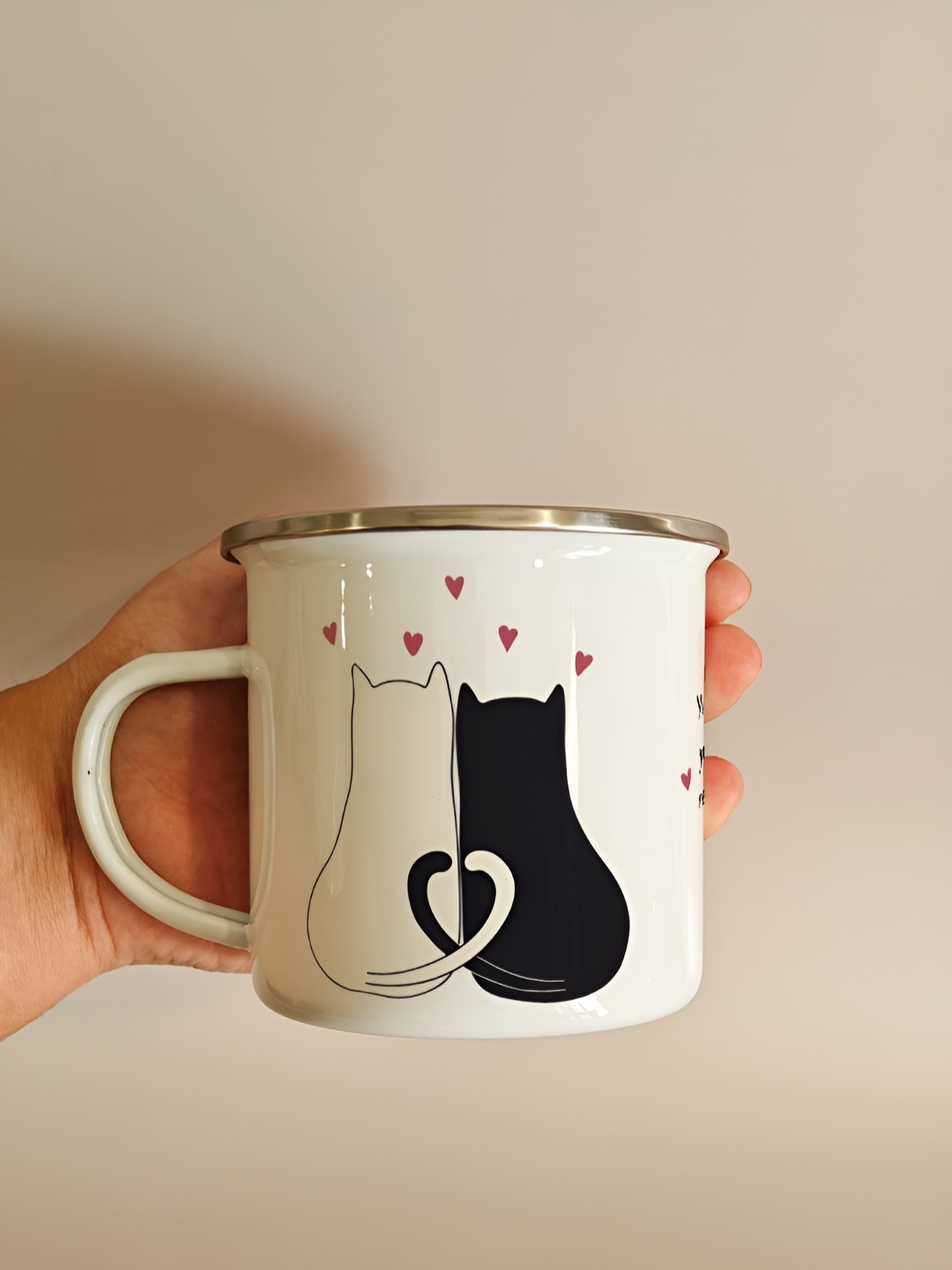 

One Posh Home White & Black Printed Stainless Steel Glossy Mugs Set of Cups and Mugs