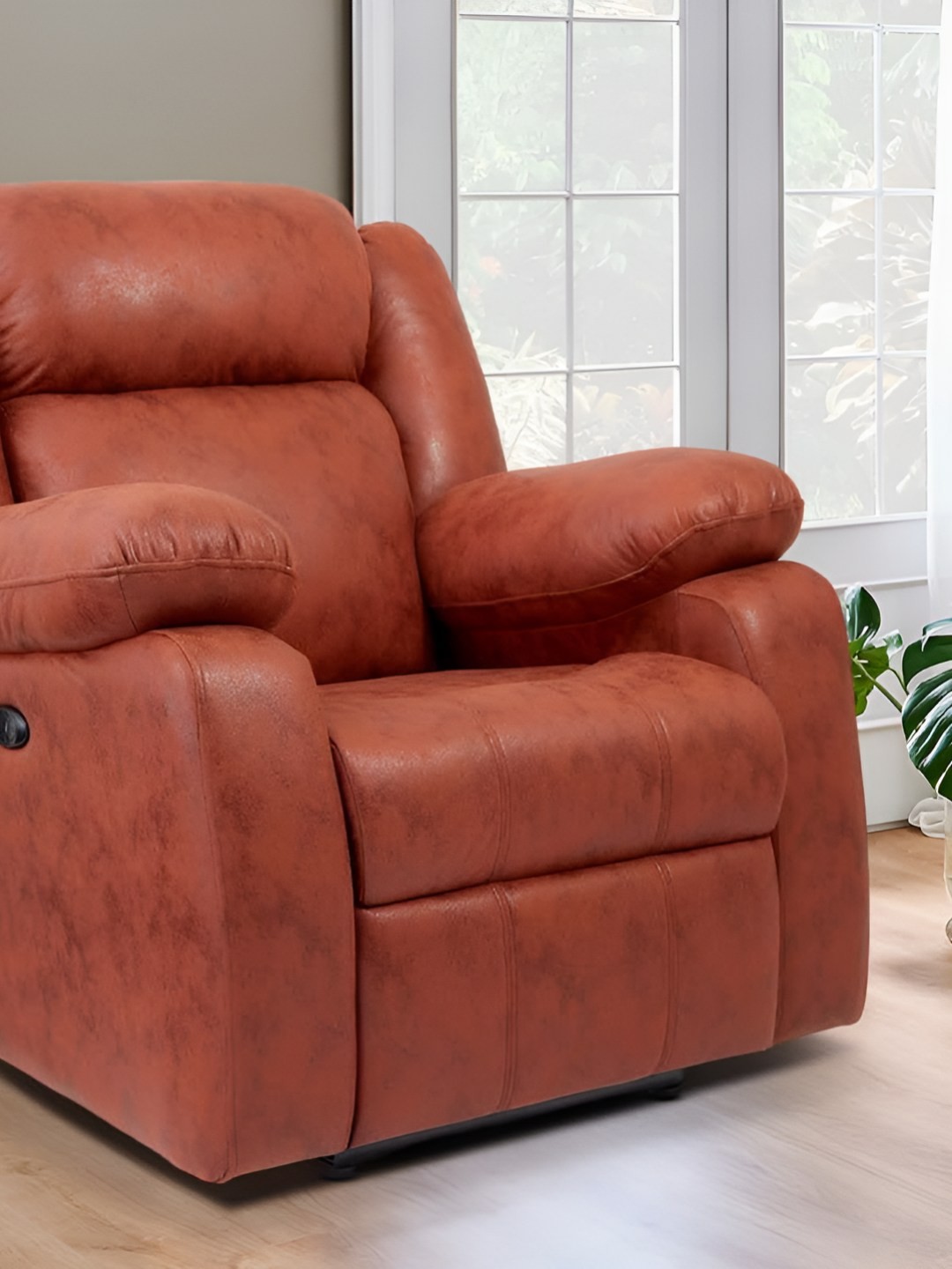 

Duroflex Avalon E - Motorized Single Seater Fabric Recliner With USB Port, Orange