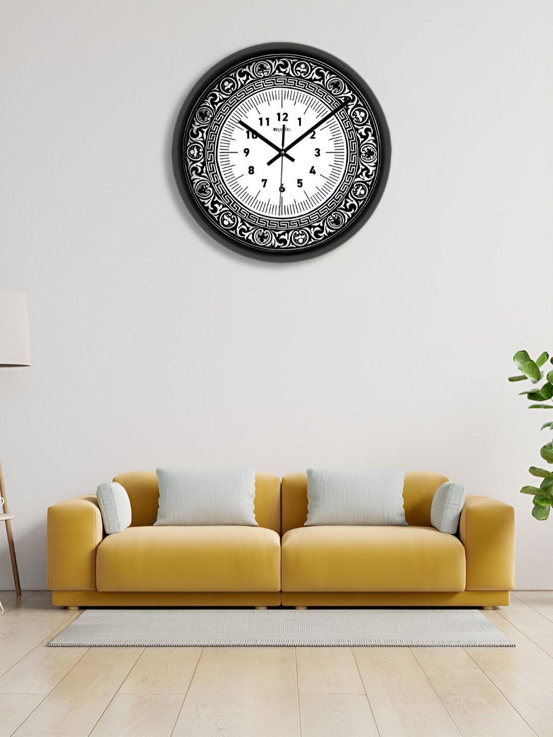 

OLIVE TREE Black & White Printed Round Shaped Contemporary Wall Clock