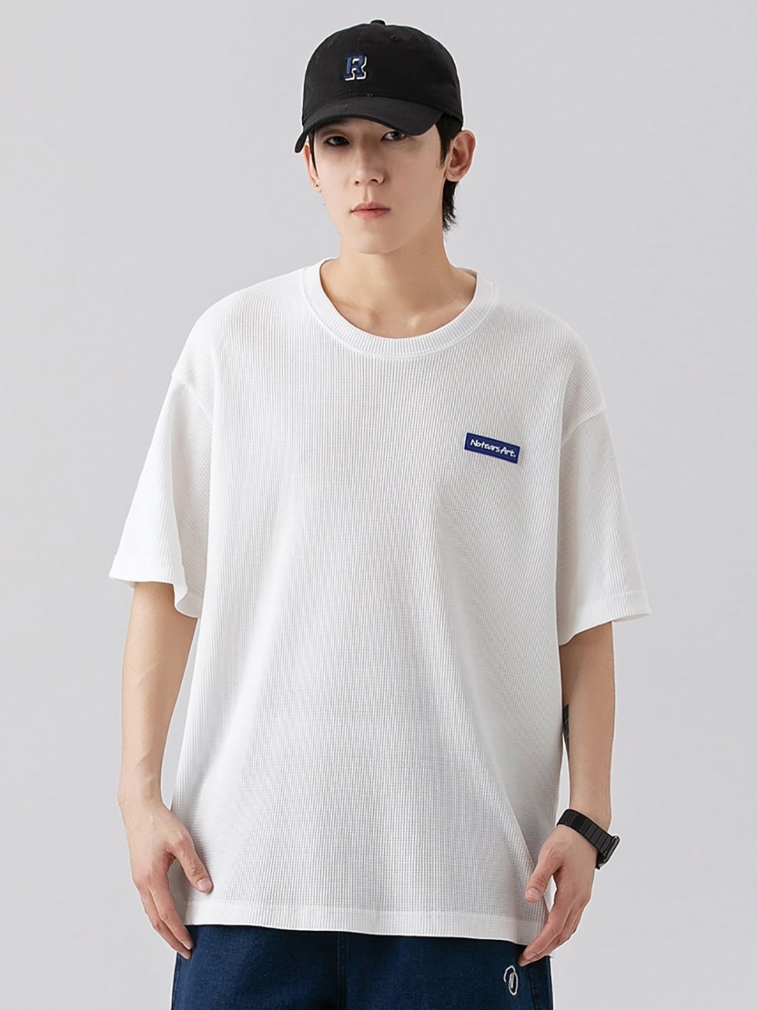

StyleCast x Revolte Men Solid Round Neck Relaxed Fit T-shirt, White