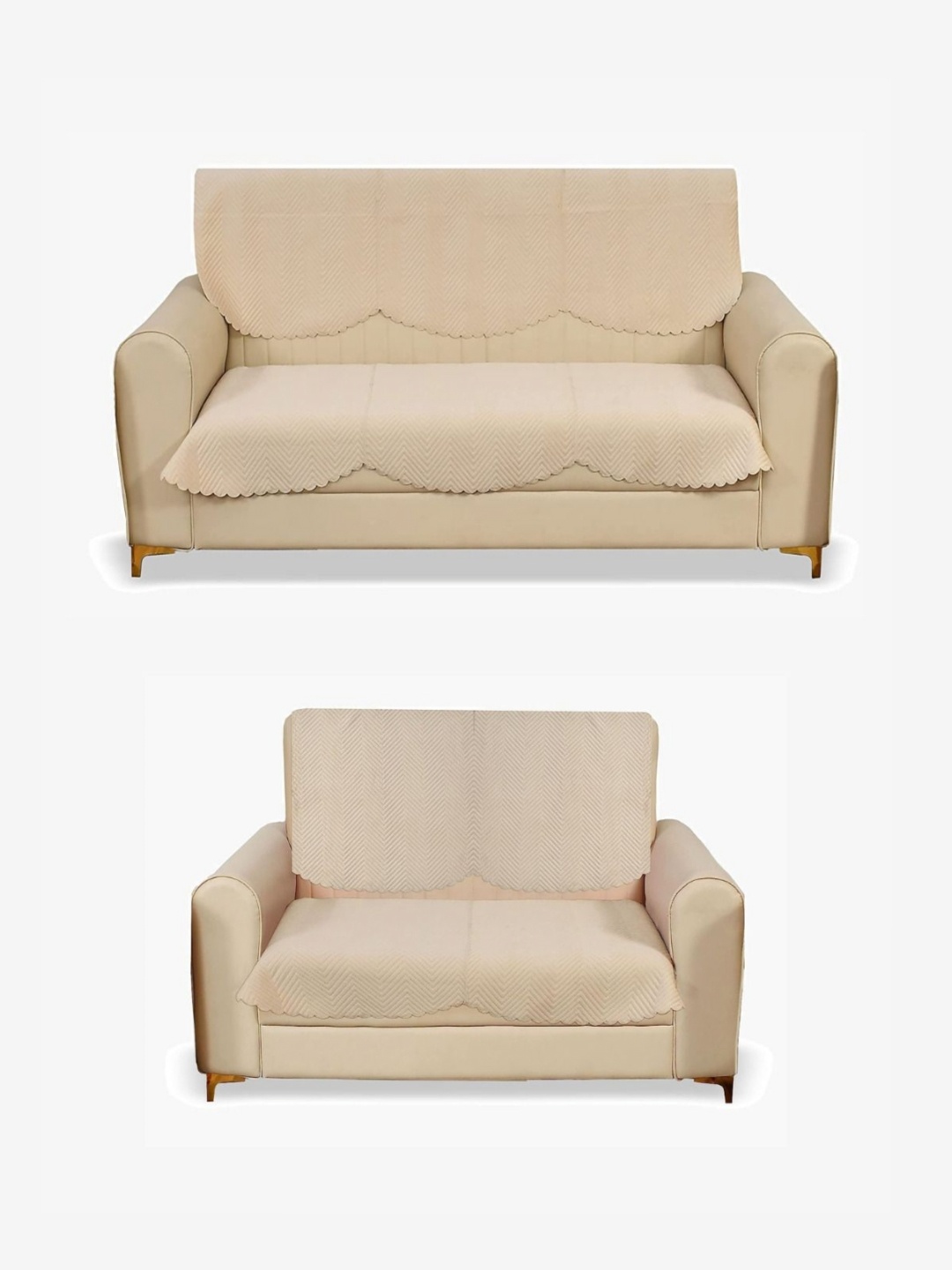 

Fashion Throw Beige 4 Pieces Quilted Five Seater Velvet Sofa Covers
