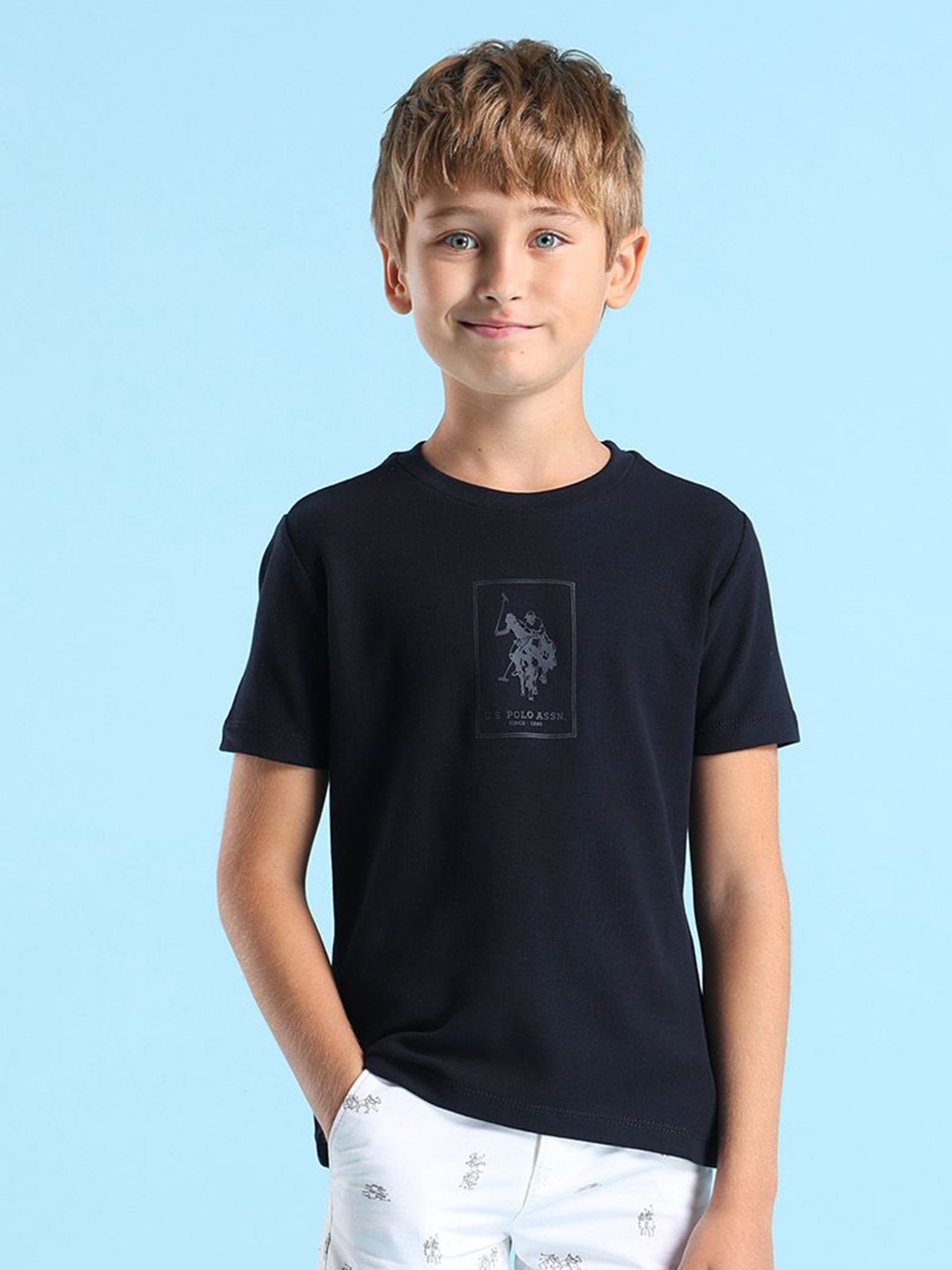 

U.S. Polo Assn. Kids Boys Brand Logo Printed Pockets T-shirt, Blue