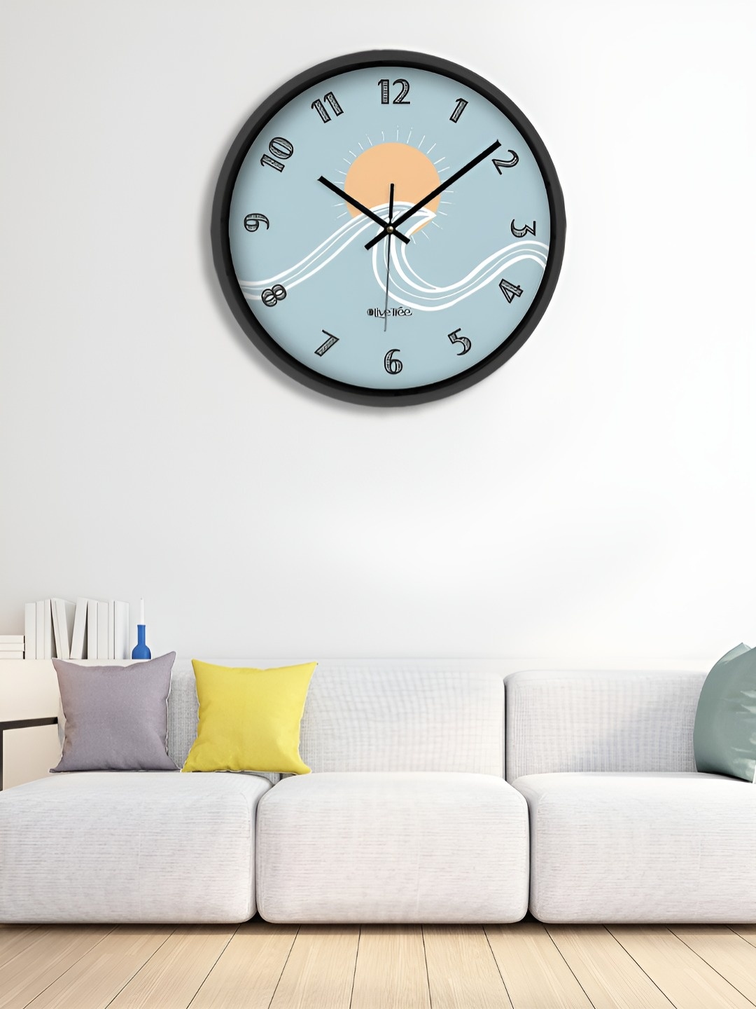 

OLIVE TREE Black & Blue Printed Analogue Contemporary Wall Clock