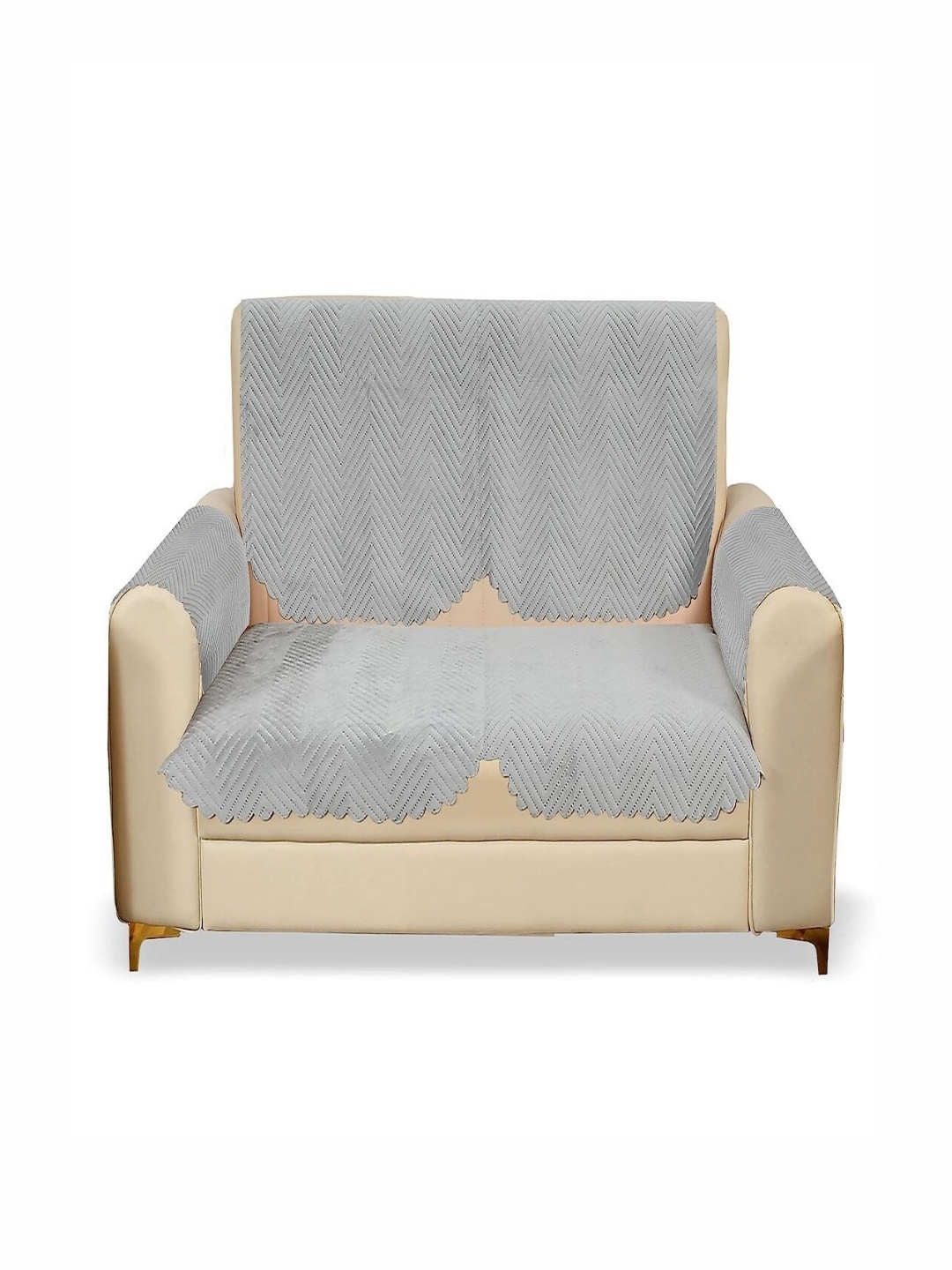 

Fashion Throw Grey Velvet 4 Piece Sofa Cover With Arms