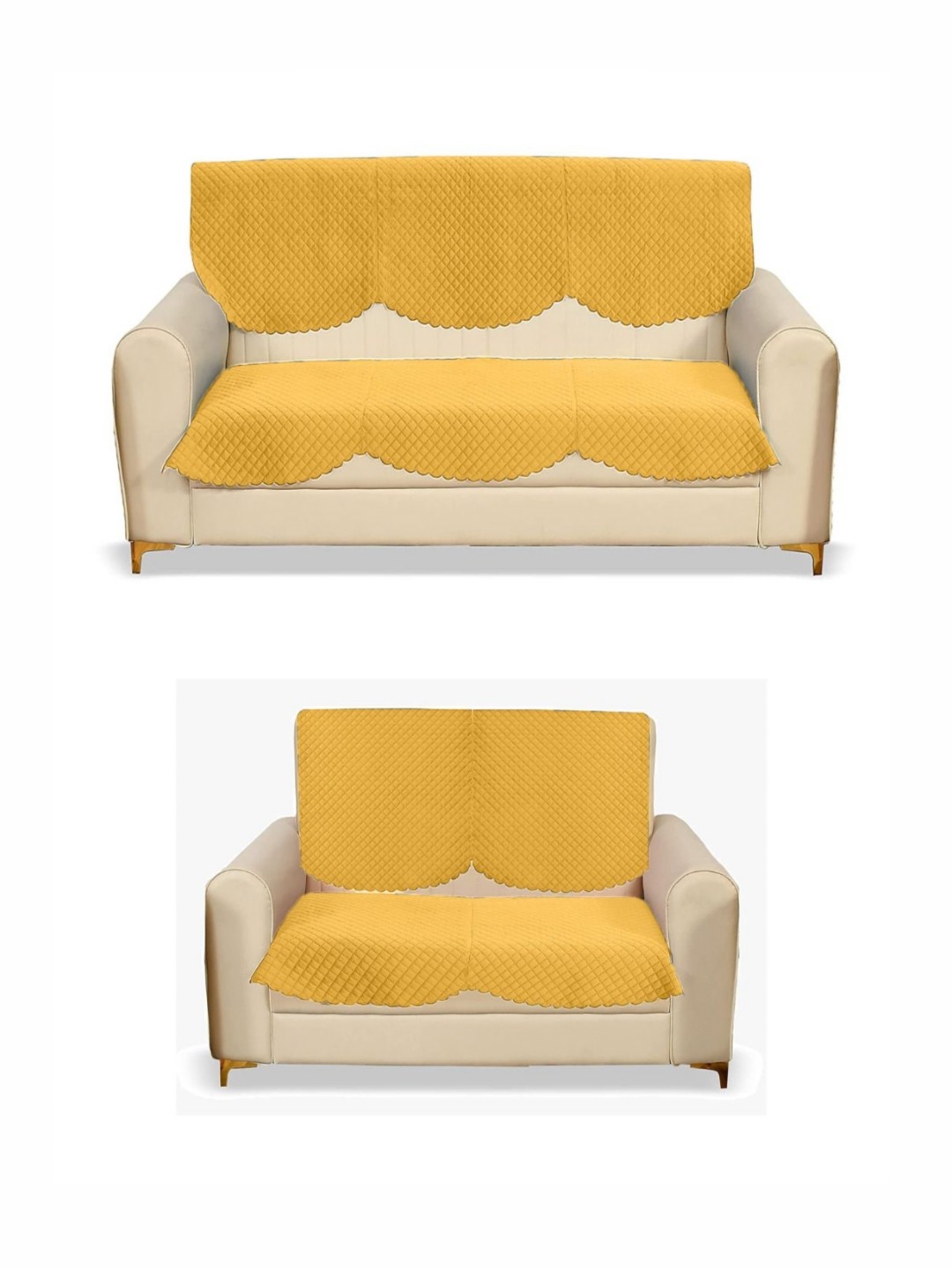 

Fashion Throw Yellow Velvet 4 Piece Sofa Cover