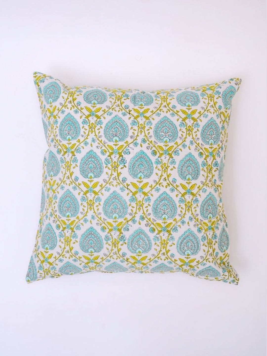 

Block N Style White & Blue Ethnic Motifs Printed Cotton Square Cushion Cover
