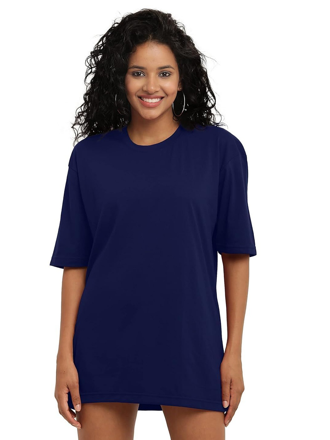 

NOTWILD Women Pack Of 3 Solid Round Neck Relaxed Fit T-shirts, Blue