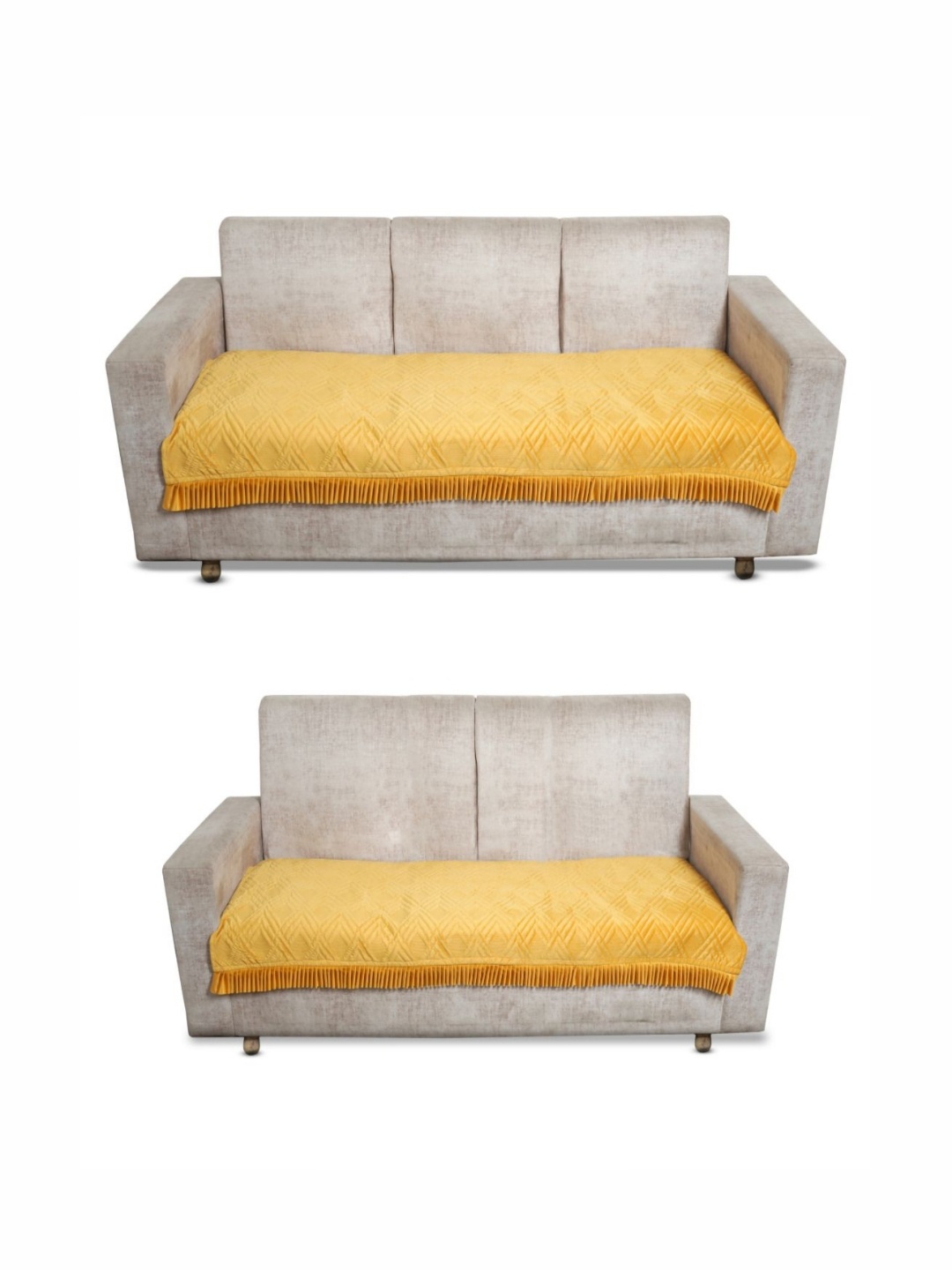 

Fashion Throw Yellow 2 Pieces Velvet Sofa Cover