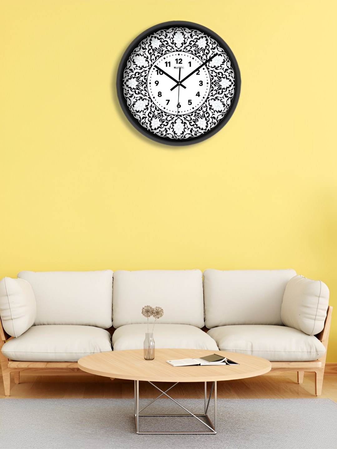 

OLIVE TREE Black & White Printed Round Shaped Contemporary Wall Clock