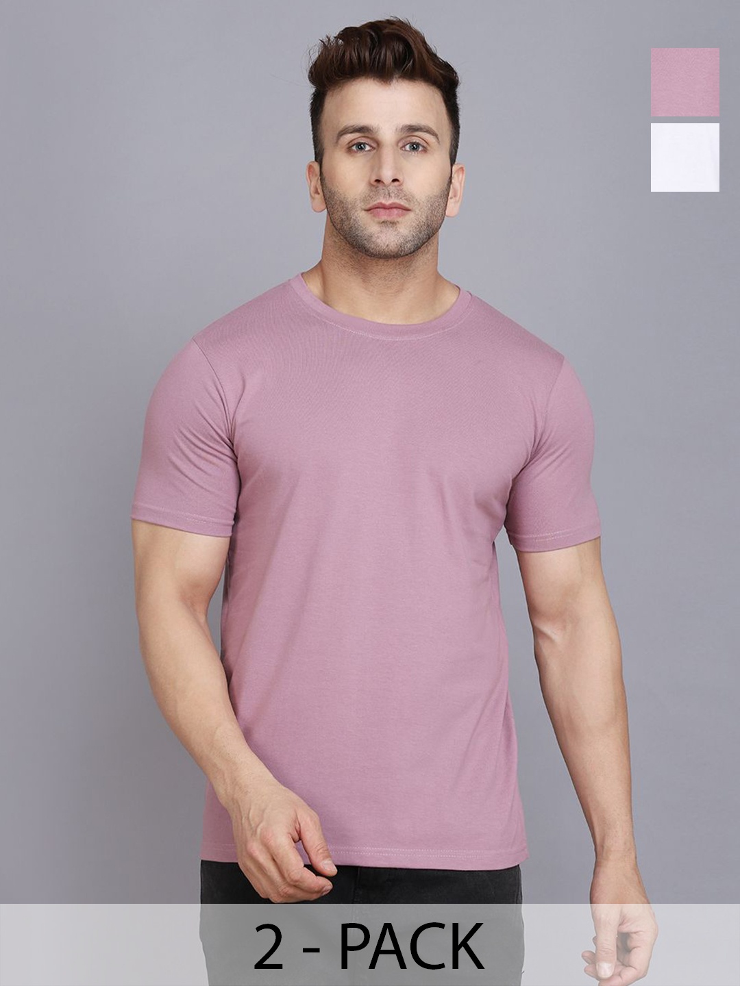

WOOSTRO Men 2 Monochrome Slim Fit T-shirt, White