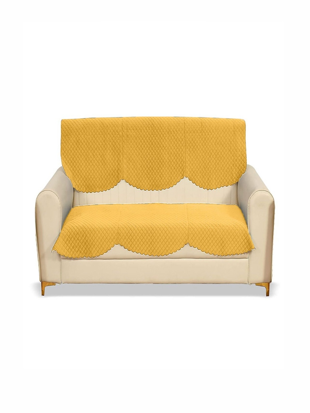 

Fashion Throw Yellow Velvet 2 Piece Sofa Cover