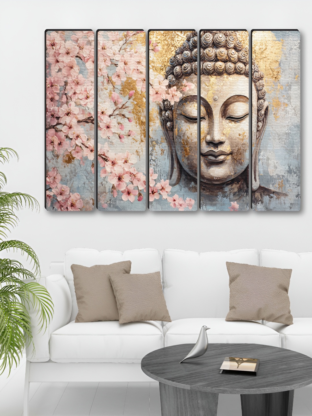 

Aura Pink & Brown 5 Piece Synthetic Wood Religious Wall Paintings