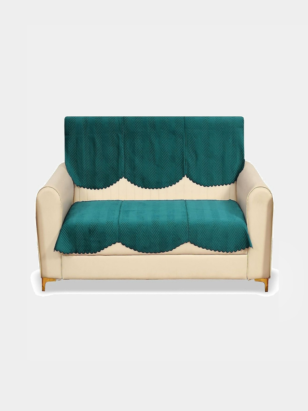 

Fashion Throw Teal Velvet 2 Piece Sofa Cover