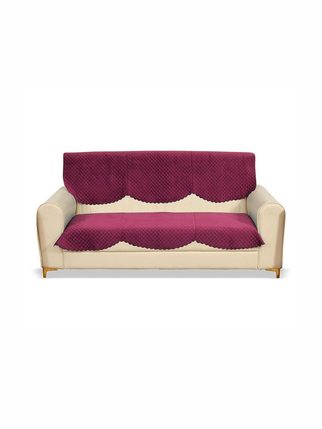 

Fashion Throw Pink 3-Seater Checked Velvet Sofa Cover
