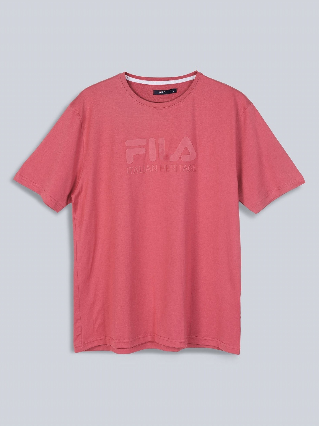 

FILA Men Typography Printed Round Neck Cotton Relaxed Fit T-shirt, Pink