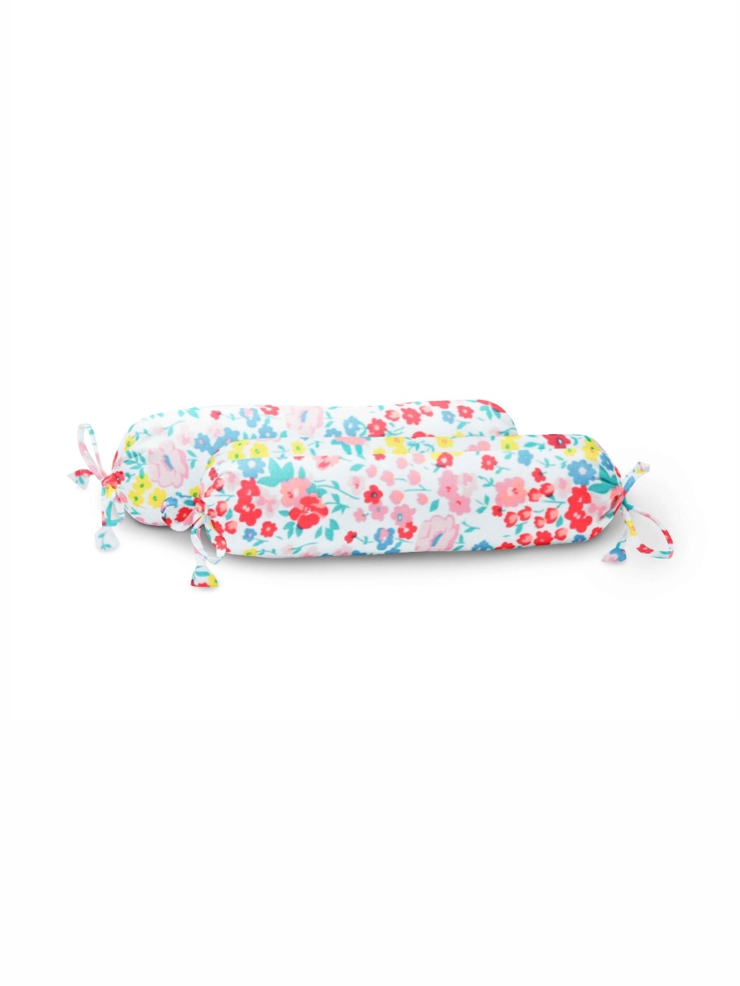 

THE BABY ATELIER Blue & White 2 Pieces Floral Printed Organic Cotton Baby Bolster Covers