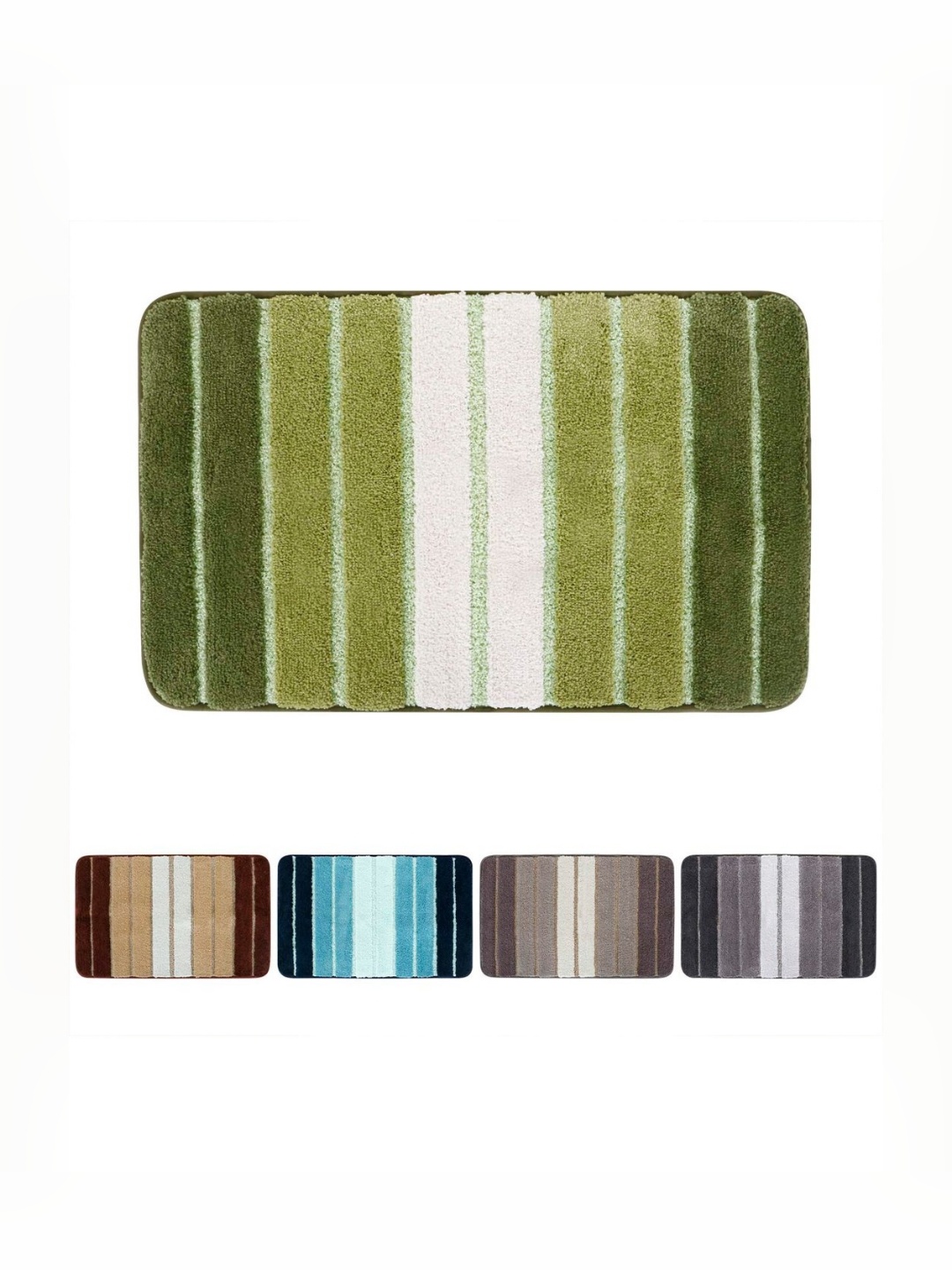 

HOKIPO Green & White Patterned Microfibre 1800 GSM Bath Rugs