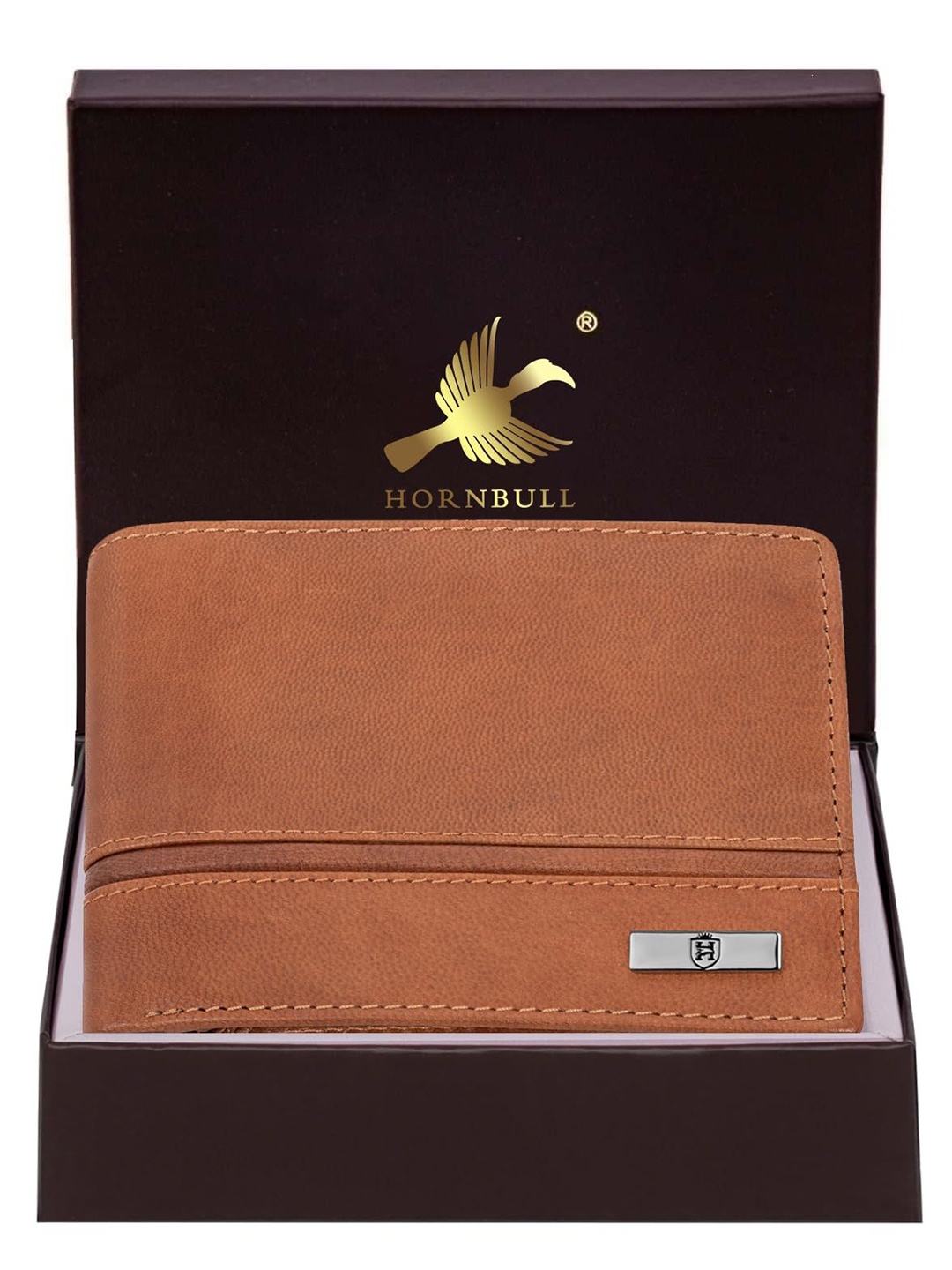 

Hornbull Men Leather Two Fold Wallet, Tan