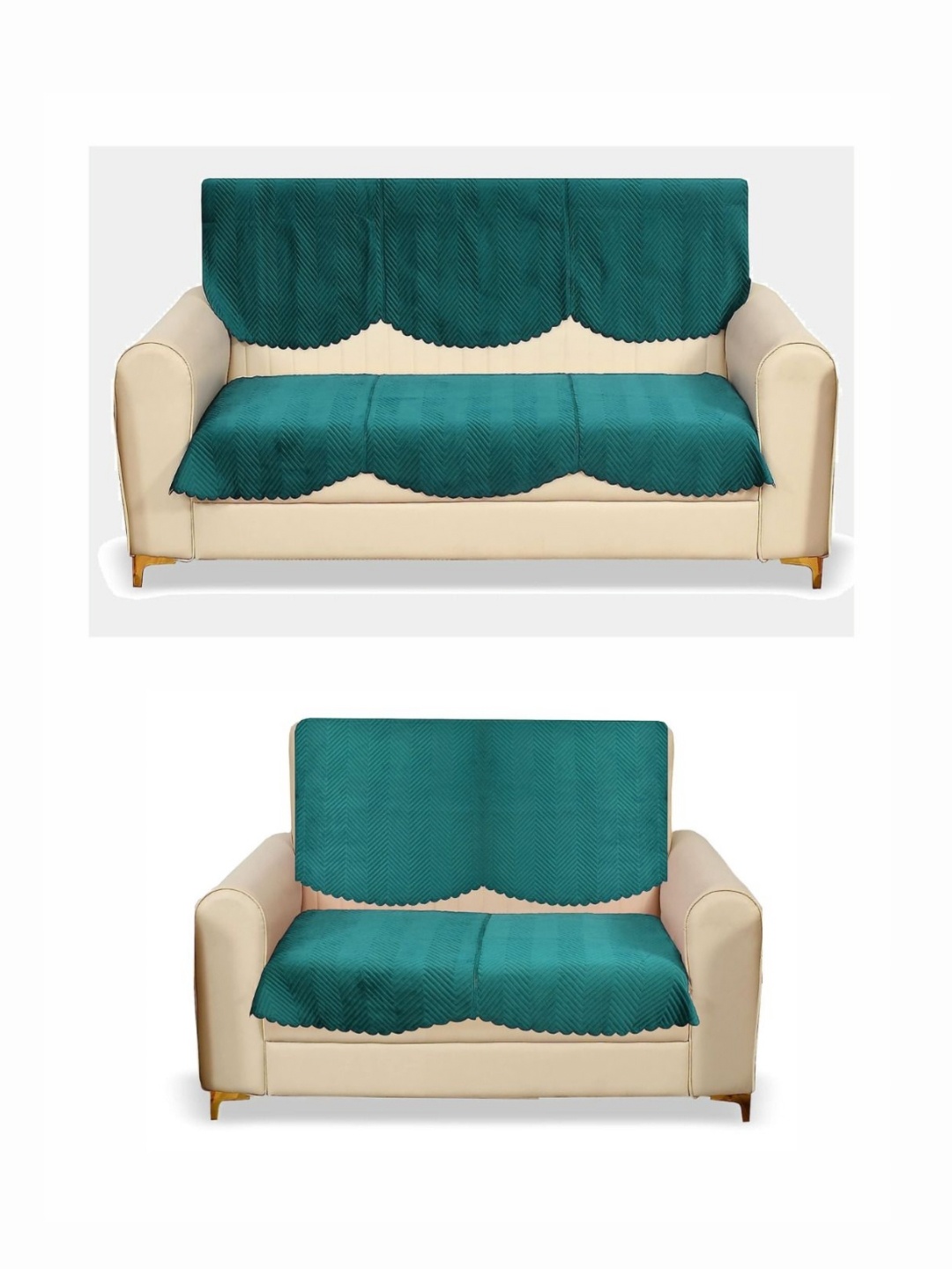 

Fashion Throw Teal Velvet 4 Piece Sofa Cover