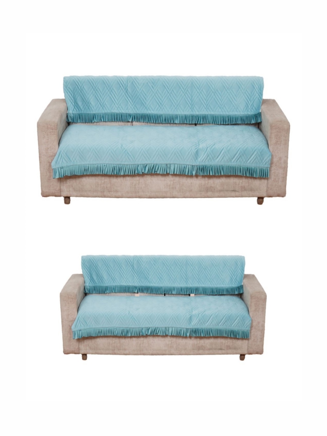 

Fashion Throw Turquoise Blue 4 Pieces Velvet Sofa Cover