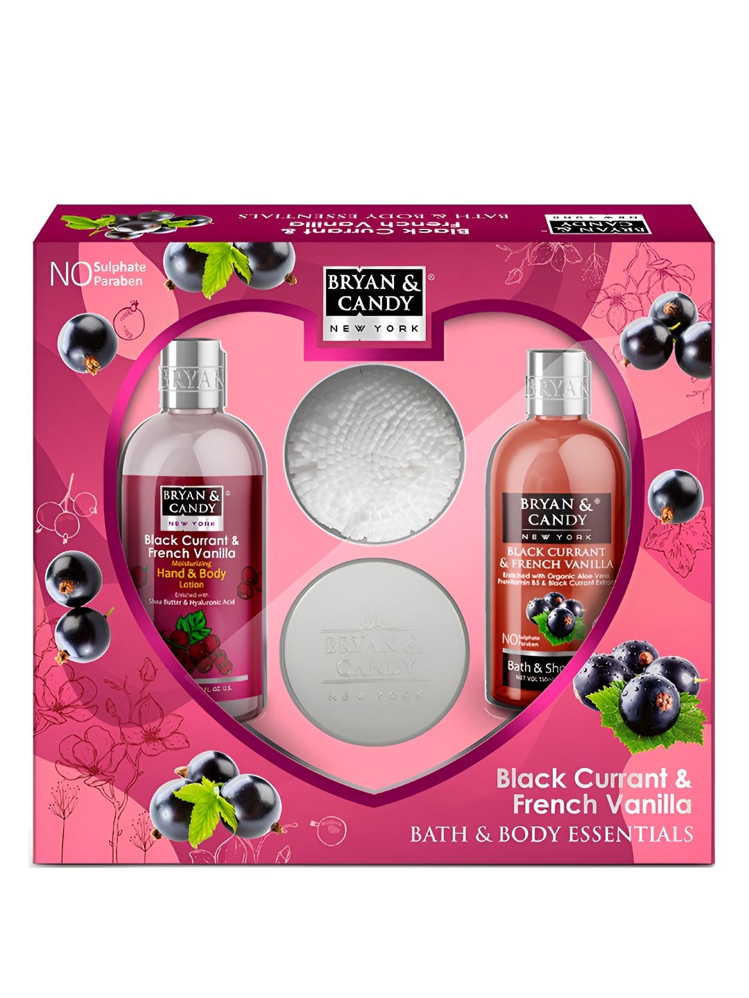 

BRYAN & CANDY NEW YORK Set Of 4 Body Wash, Hand & Body Lotion, Body Polish & Loofah, Maroon