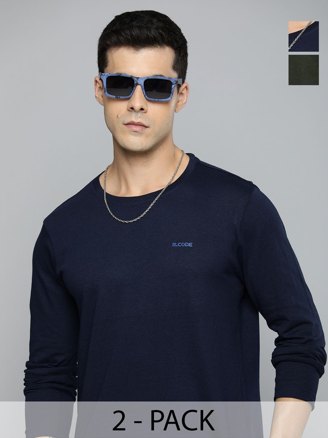 

R.Code by The Roadster Lifestyle Co. Men Regular Fit Pack Of 3 Solid Cotton T-shirts, Multi