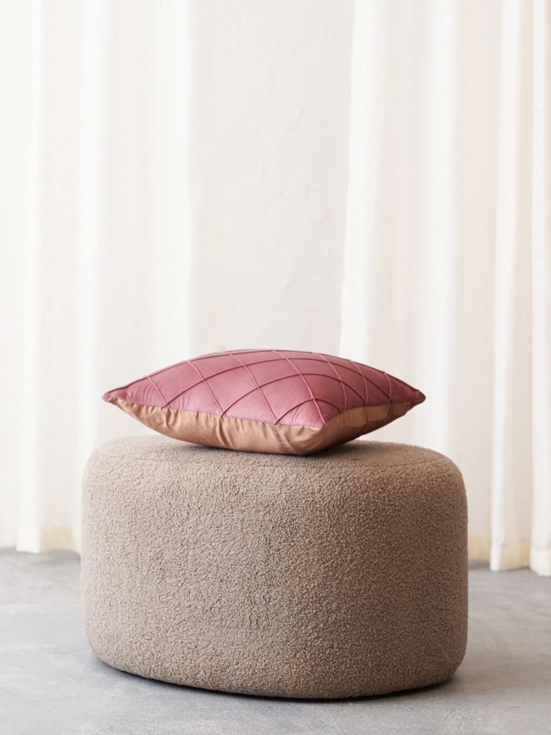 

HOME 360 Pink 2 Pieces Geometric Textured Velvet Square Cushion Covers