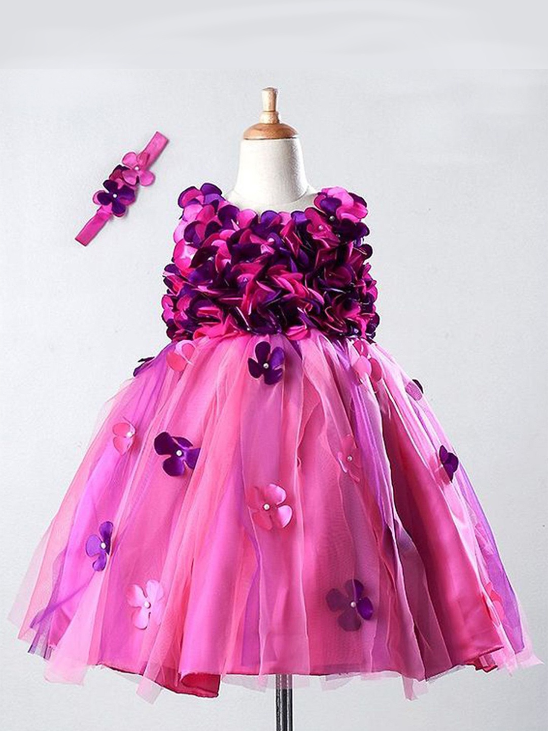 

Li & Li Boutique Girls Pink and Purple Flower Petal Frock Dress, Rose