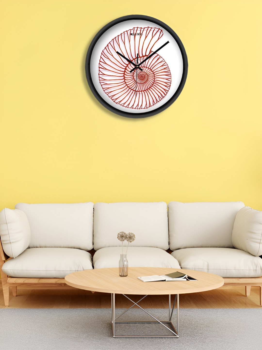 

OLIVE TREE Black & Orange Printed Round Shaped Contemporary Analogue Wall Clock