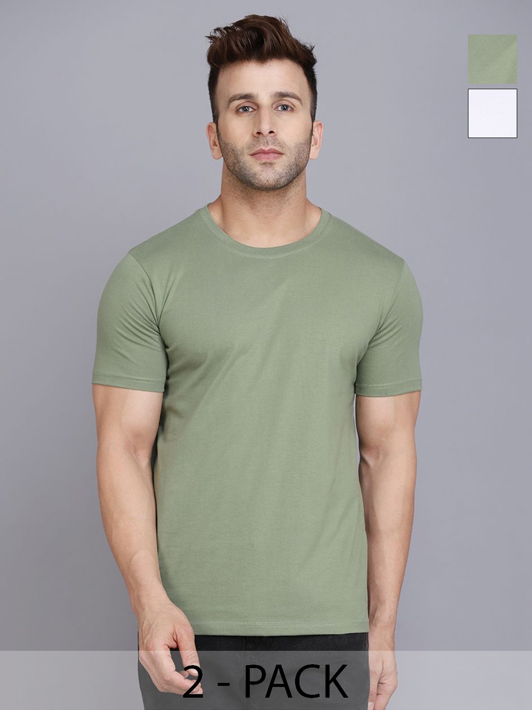 

WOOSTRO Men 2 Monochrome Slim Fit T-shirt, White