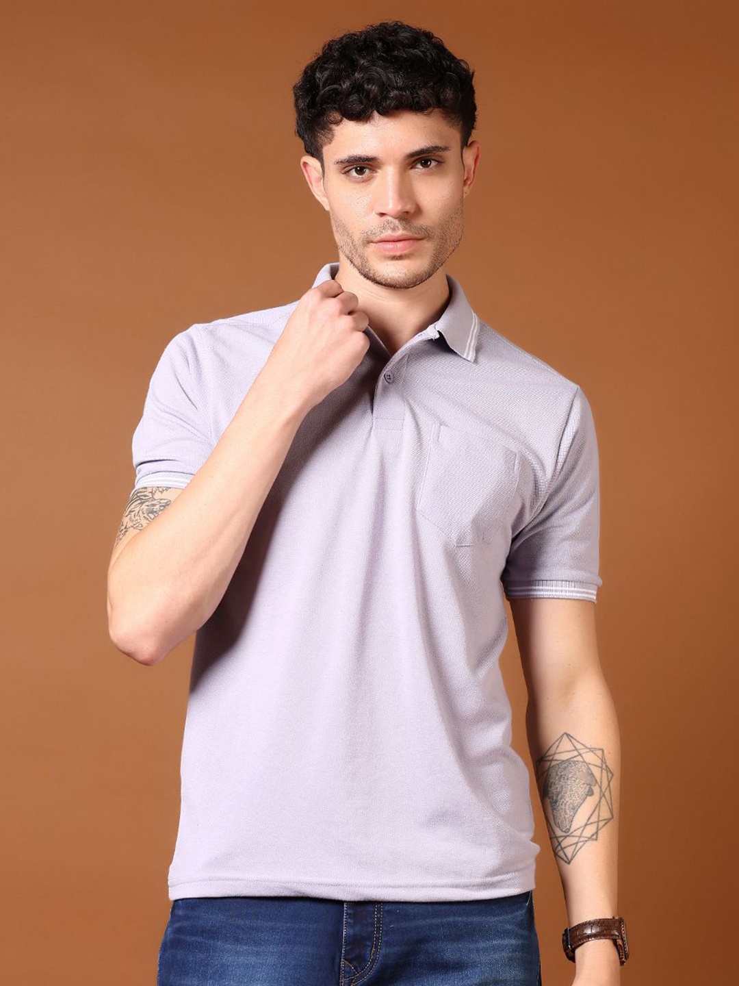 

V-Mart Men Solid Polo Collar Cotton T-shirt, Mauve