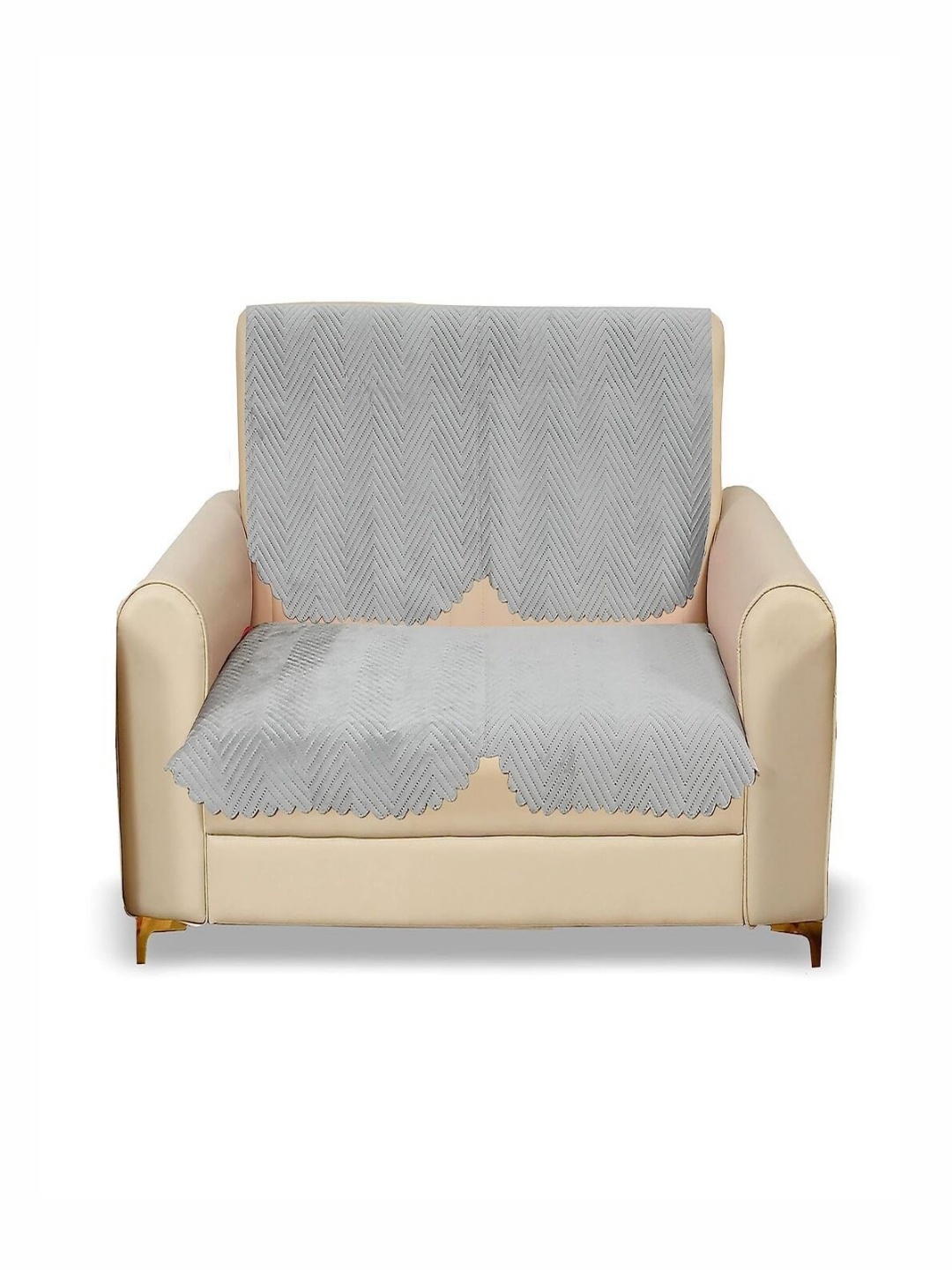 

Fashion Throw Grey 2 Pieces Quilted Two Seater Velvet Sofa Covers