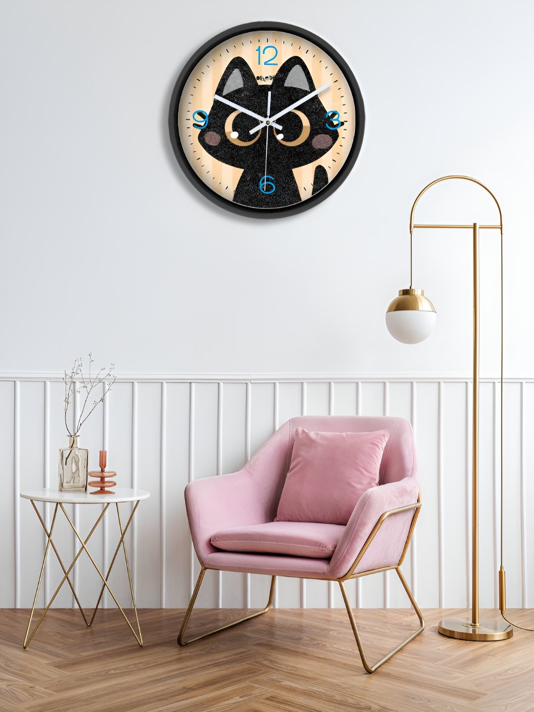 

OLIVE TREE Black & Peach-Coloured Printed Contemporary Wall Clock