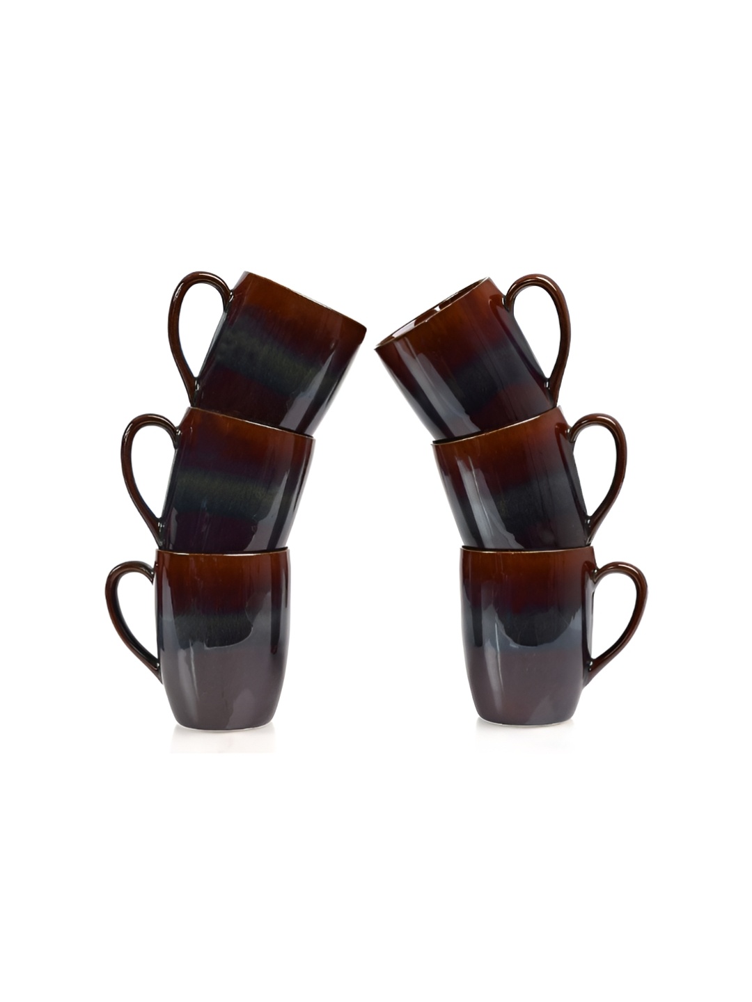 

Mesa Brown & Red 6 Pieces Stoneware Glossy Mugs 230 ml Each