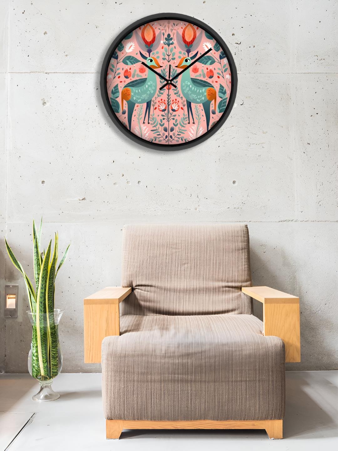 

OLIVE TREE Black & Blue Printed Round Shaped Contemporary Wall Clock