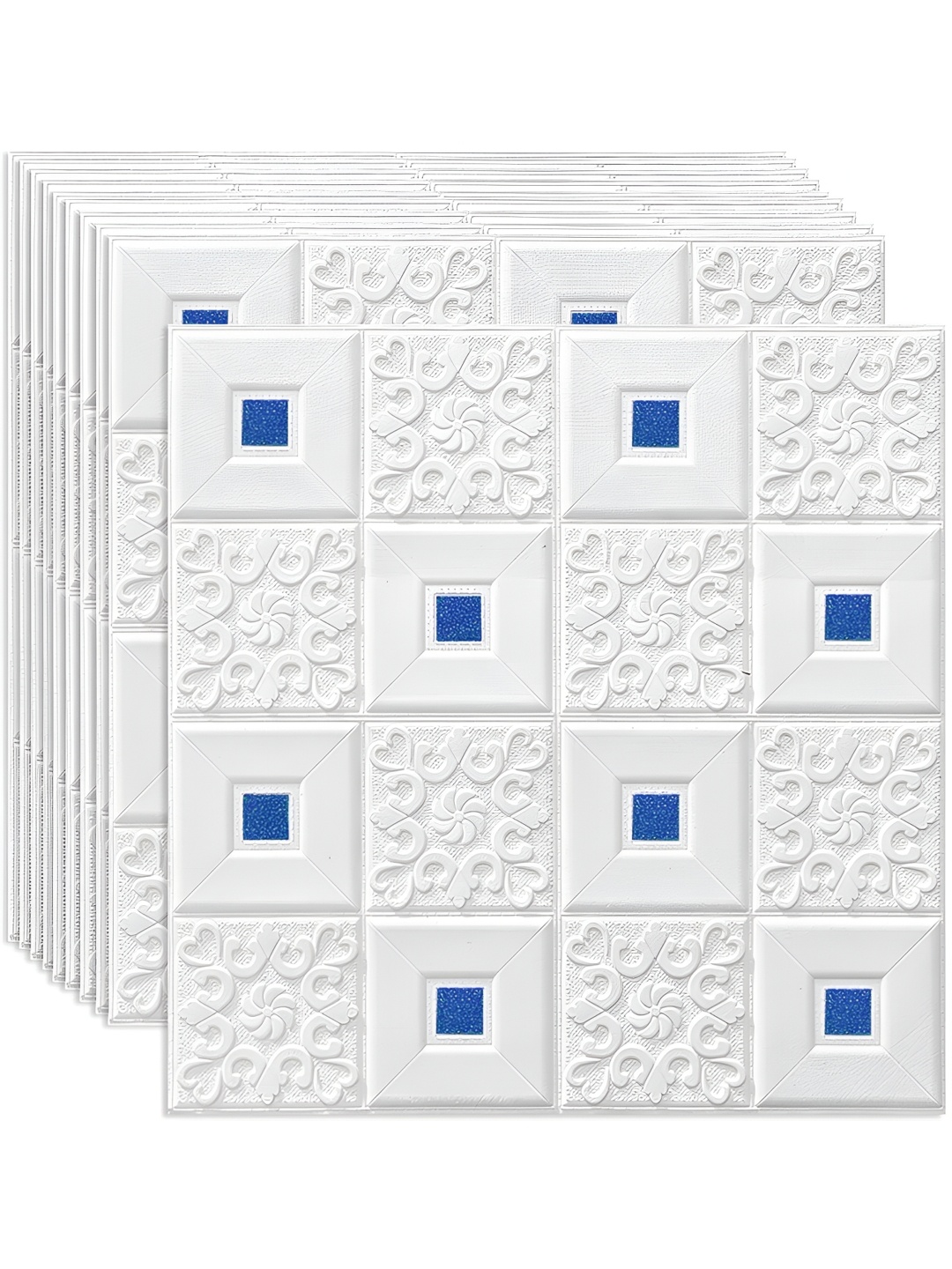 

ANNA CREATIONS 5-Pcs Blue & White Textured Waterproof Wallpaper