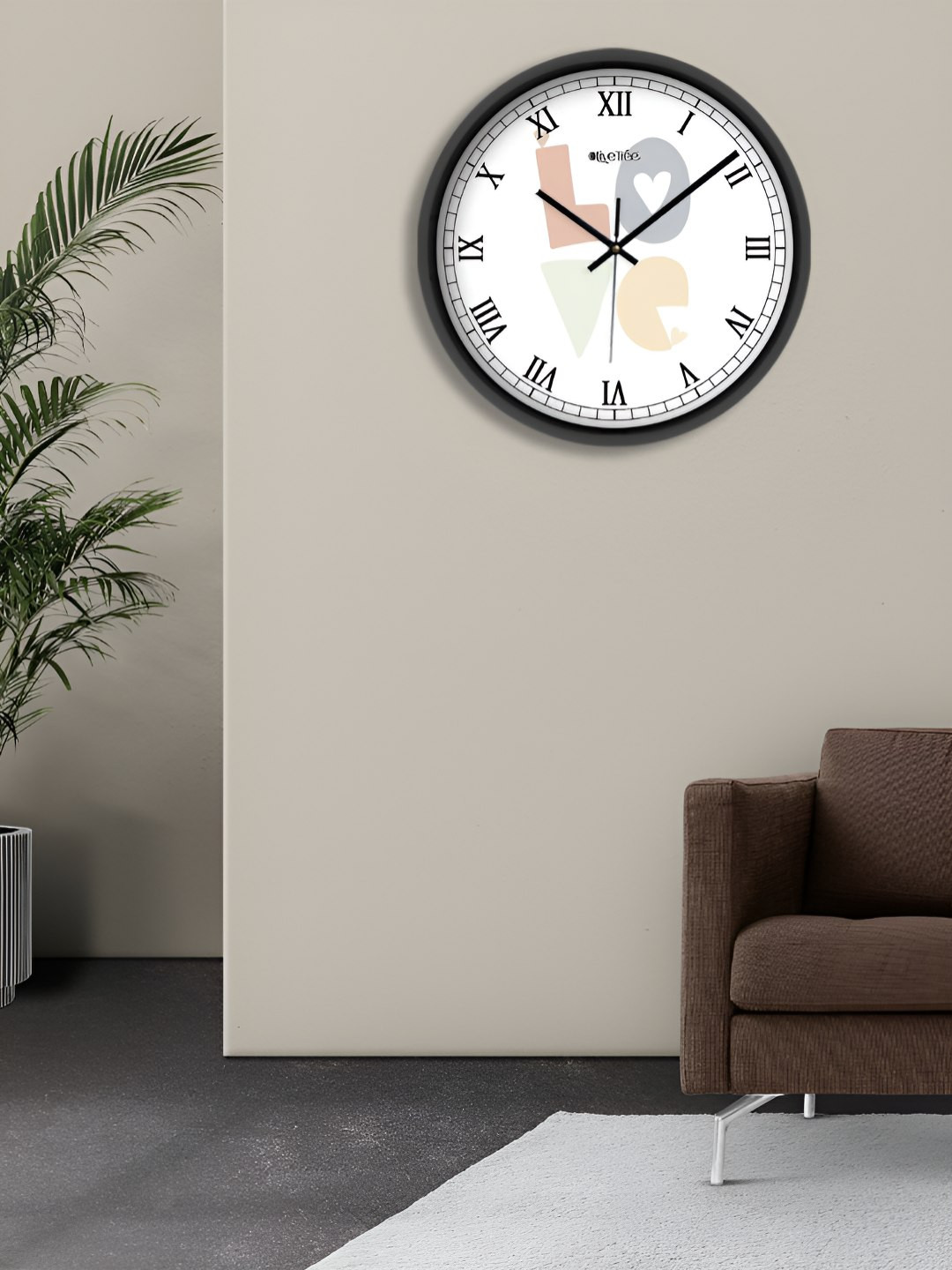 

OLIVE TREE Black & White Printed Round Shaped Contemporary Wall Clock